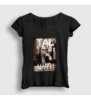 Presmono Kadın Beyaz Mikhail Tal Büyükusta Satranç T-Shirt 421699tt (Siyah)