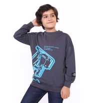 Toontoy Erkek Çocuk E harf Baskılı Sweatshirt (Füme)