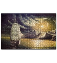 Cakapuzzle Yelkenli Bulutlar Kayalıklar ve Ay Işığı  Puzzle Yapboz MDF (Ahşap) (500 Parça)