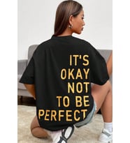 Unisex It's Okay Baskılı Tasarım Tshirt (Siyah)