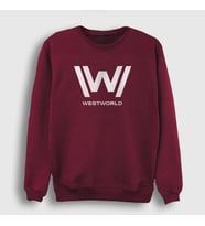 Presmono Unisex Beyaz Logo V2 Westworld Sweatshirt 223988tt (Bordo)
