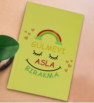 BK Gift Hayat Mottosu Tasarımlı Sert Kapaklı Sarı Defter, Arkadaşa Hediye, Yeni İş Hediyesi, Doğum Günü Hediyesi, Anı Defteri (Model 5)