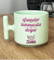 Kişiye Özel Yengeç Aslan Burcu Hediye Pastel T Kupa Doğum Günü Hediyesi (Yeşil)