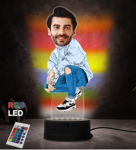 Doğum Günü Hediyesi,Sevgiliye Hediye, Kişiye Özel Fotoğraflı Rapçi 2 Karikatür 3D Led Lamba (RGB)