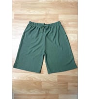 Betimoda Kadın Beli Lastikli Bol Paça Oversize Bürümcük Kumaş Şort (Haki)