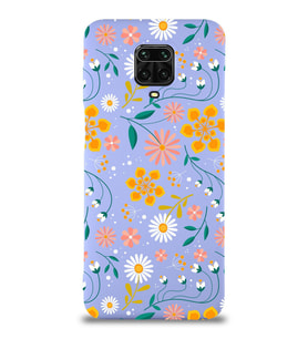 Xiaomi Redmi Note 9s Uyumlu Lansman Kılıf Çiçek Tasarımlı İçi Kadife Kapak-Kırmızı (Lila)
