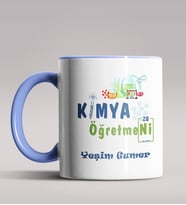 Kişiye Özel Kimya Öğretmeni Tasarım Siyah Renk Kupa Bardak 4 (Mavi)