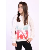 Toontoy Kız Çocuk Cepi Yazı Baskılı Sweatshirt (Ekru)