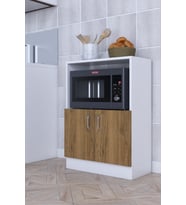 Makro Dolap Çok Amaçlı Mikrodalga Fırın Dolabı mdf (Beyaz - Kahverengi)