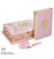 Lüks Çeyizlik Sandıklı Pembe Kadife Kuranı Kerim (Pembe)