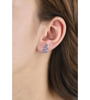 Yılan Model Zirkon Taşlı Gümüş Kadın Küpe (Mavi)