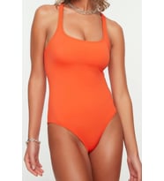 Kadın Moda Atma Kap Askılı Brief Yaka Nar Çiçeği Sırt Dekolteli Regular Mayo (Nar Çiçeği)