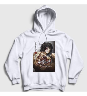Presmono Unisex Beyaz Ohma Tokita V3 Anime Kengan Ashura Kapüşonlu Sweatshirt 318309tt (Beyaz)