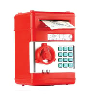 Elektronik Şifreli Kumbara Atm Görünümlü Hediyelik Finansal Yönetim Öğretici Kumbara Para Kasası (Kırmızı)