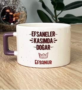 Kişiye Özel Efsaneler Kasımda Doğar Hediye Lüks Fincan Doğum Günü Hediyesi (Mor)