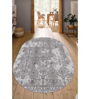 Dijital Baskılı Kaymaz Taban Yıkanabilir Oval Salon Halısı Mutfak Halısı Yolluk NDO-HT-991 (Gri)
