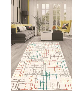 Dijital Kaymaz Taban Yıkanabilir Modern Renkli Salon Halısı Mutfak Halısı Yolluk ND-HT-106 (Çok Renkli)