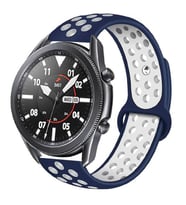 Amazfit GTR 47mm KRD-02 Suya Dayanıklı Delikli Renkli Silikon Kordon (MAVI-BEYAZ)