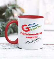 Öğretmenler Günü Tasarımlı Kişiye Özel Kupa Bardak (Kırmızı)