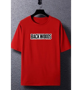 Unisex Backwoods Baskılı T-shirt (Kırmızı)