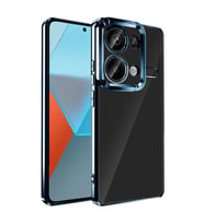 Xiaomi Redmi Note 13 Pro 4G Kılıf Logo Yeri Açık Kamera Lens Önü Korumalı Renkli Kenarlı Şeffaf Silikon (Lacivert)