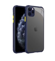 Uyumlu Model Apple iPhone 11 Pro Max Kılıf Kenar Renkli Sararmaz Şeffaf Kapak (Lacivert)