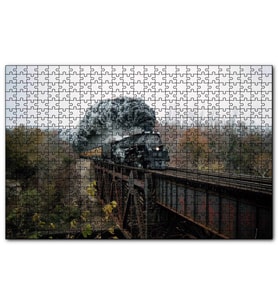 Cakapuzzle Eski Köprü ve Buharlı Kara Tren  Puzzle Yapboz MDF (Ahşap) (255 Parça)