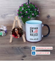 Halaya Hediye Kupa Bardak Beyaz ve Fotoğraflı Ahşap Anahtarlık Hediye (Model 9)