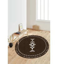 Dijital Baskılı Kaymaz Taban Yıkanabilir Yuvarlak Salon Halısı Koridor Halısı Paspas NDY-SD-1045 (Kahverengi)