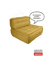 Xpermate DuoFlex Sırtlı Minder Koltuk İskandinav Tarzı Ergonomik  Sırtlıklı Oturma Minderi 80x80x30 (Hardal)