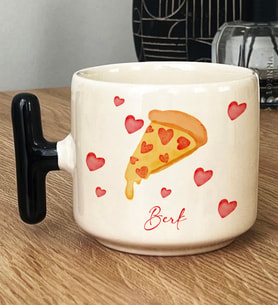 Kişiye Özel Pizza Lover Hediye T Kupa Bardak (Siyah)