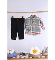 Babyhola Yün Polar Ceket Pantolon Erkek Takım 2'li 12592 (Mint Yeşili)