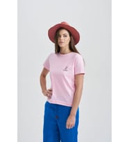 Blues Eyes Kadın Nakış T-Shirt (Pembe)