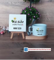 Resim Öğretmeni Dekoratif Taş, Kupa Bardak Kırmızı Hediye (Model 7)