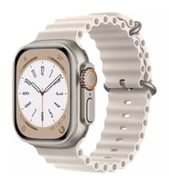 Apple Watch Ultra 49mm Uyumlu Ocean Kordon Silikon Kayış Okyanus Kordon (Bej)