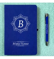 Kişiye Özel İsimli Ajanda Not Defteri ve Kalem Seti 2413B02 (Lacivert)