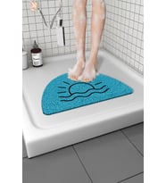 Güneşli Banyo Paspası Kaymaz Taban Yumuşak Esnek  Paspas Islak Zemin Hijyenik Paspas (40x60 cm) (Mavi)