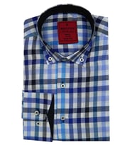 Erkek Slim Fit Ekose Gömlek Bgl-st00089 (Mavi)
