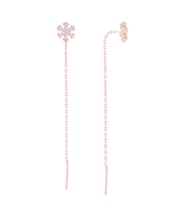 Gümüş Kartanesi Zincirli Trend Küpe (Rose)