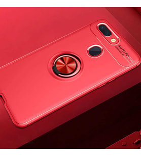 Xiaomi Mi 8 Lite Kılıf Mıknatıslı Yüzüklü Standlı Yumuşak Silikon Kapak Ravel (Kırmızı)