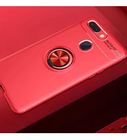 Xiaomi Mi 8 Lite Kılıf Mıknatıslı Yüzüklü Standlı Yumuşak Silikon Kapak Ravel (Kırmızı)