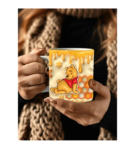 Winnie the Pooh - Kaplan Tigger - İyor - Piglet Baskılı 3D Tasarım Seramik Kupa Mug (02)