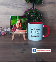 Teyzeye Doğum Günü Hediyesi Fotoğraflı Dekoratif Taş, Kupa Bardak Beyaz Hediye (Model 2)