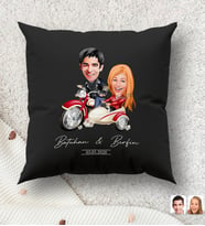 BK Gift Kişiye Özel Sevgililer Karikatürlü Premium Kumaş Siyah Kırlent Yastık, Ev Hediyesi, Ev Dekorasyonu, Kişiselleştirilmiş Yastık, Dekoratif Hediye (Model 9)