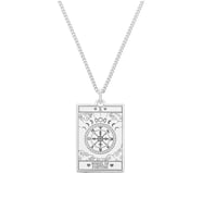 Kişiye Özel 925 Ayar Gümüş Wheel of Fortune Tarot Kolye (Gümüş)