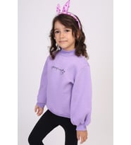 Toontoy Kız Çocuk Baskılı Sweatshirt (Lila)