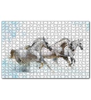 Cakapuzzle Koşan Beyaz Üç Beyaz Atlar  Puzzle Yapboz MDF (Ahşap) (1000 Parça)