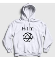Presmono Unisex Gri Logo Him Kapüşonlu Sweatshirt 80971tt (Beyaz)