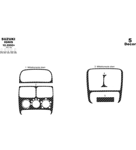 Meriç® Suzuki Ignis Ön Torpido Kaplama Maun 5 Parça 2000-2003 (Karbon)