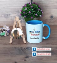 Sosyal Bilgiler Öğretmeni Kupa Bardak Beyaz ve Fotoğraflı Ahşap Anahtarlık Hediye Öğretmenler Günü Hediyesi (Model 4)